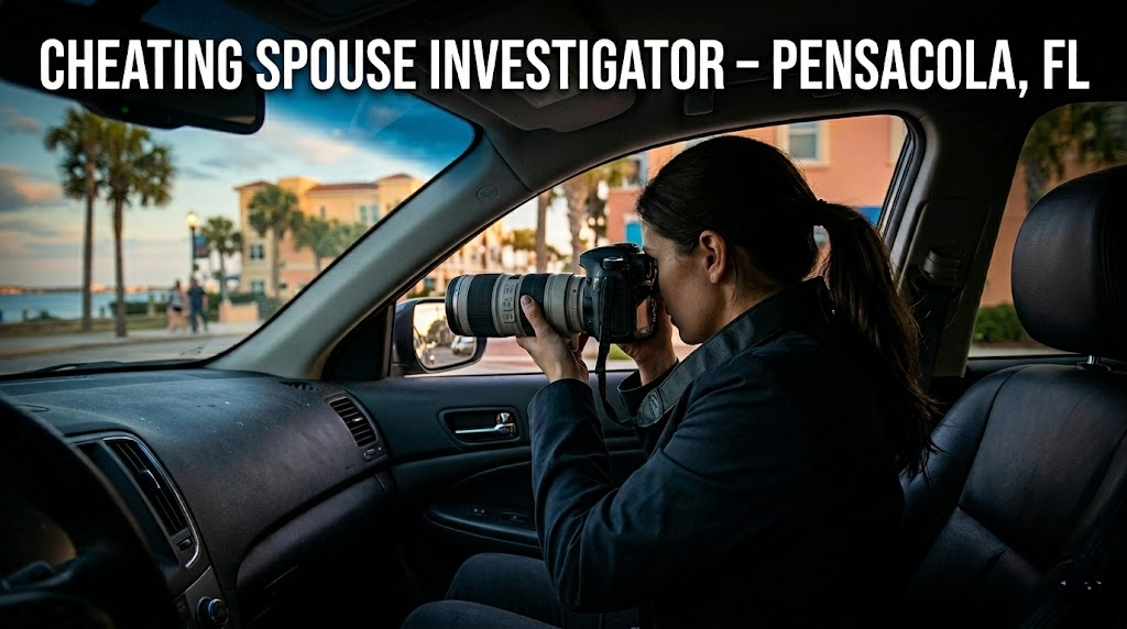a surveillance of possible cheating spouse and infidelity in Pensacola